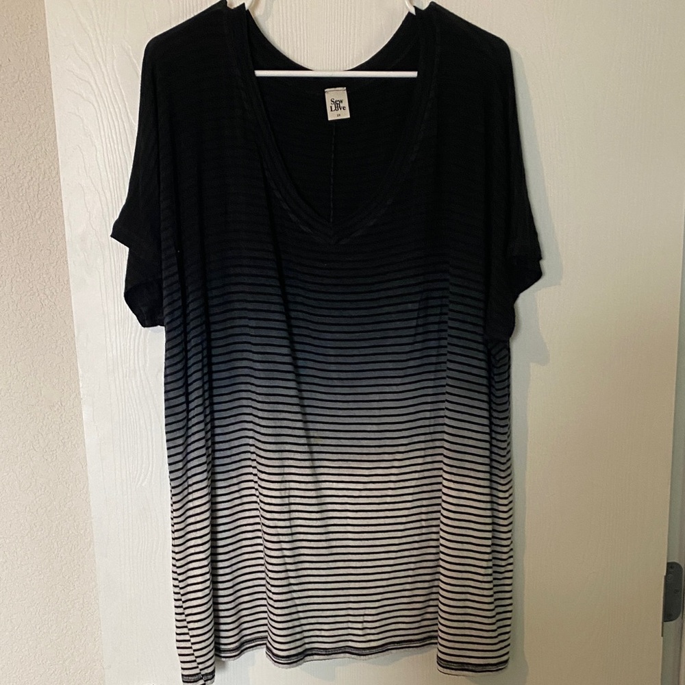 Sew In Love Black and Gray Ombre Striped Tee